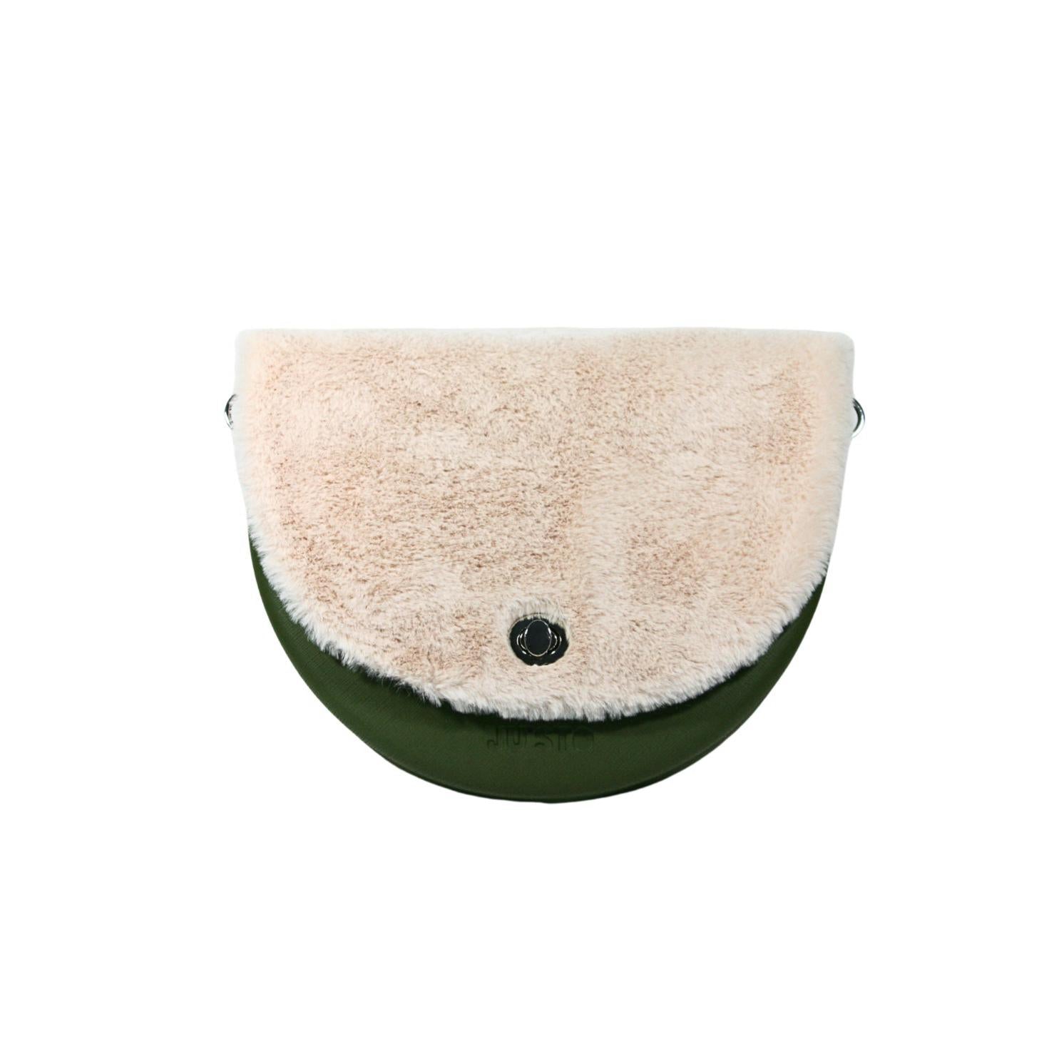 Geantă damă, crossbody, verde oliv, Furry Olive - Zaha Boutique