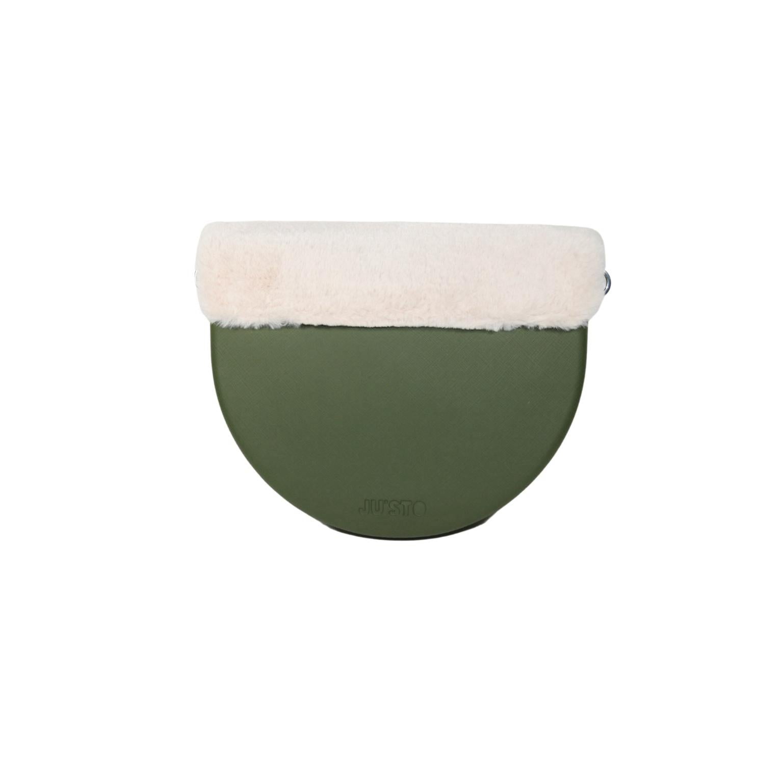 Geantă damă, crossbody, verde oliv, Furry Olive - Zaha Boutique