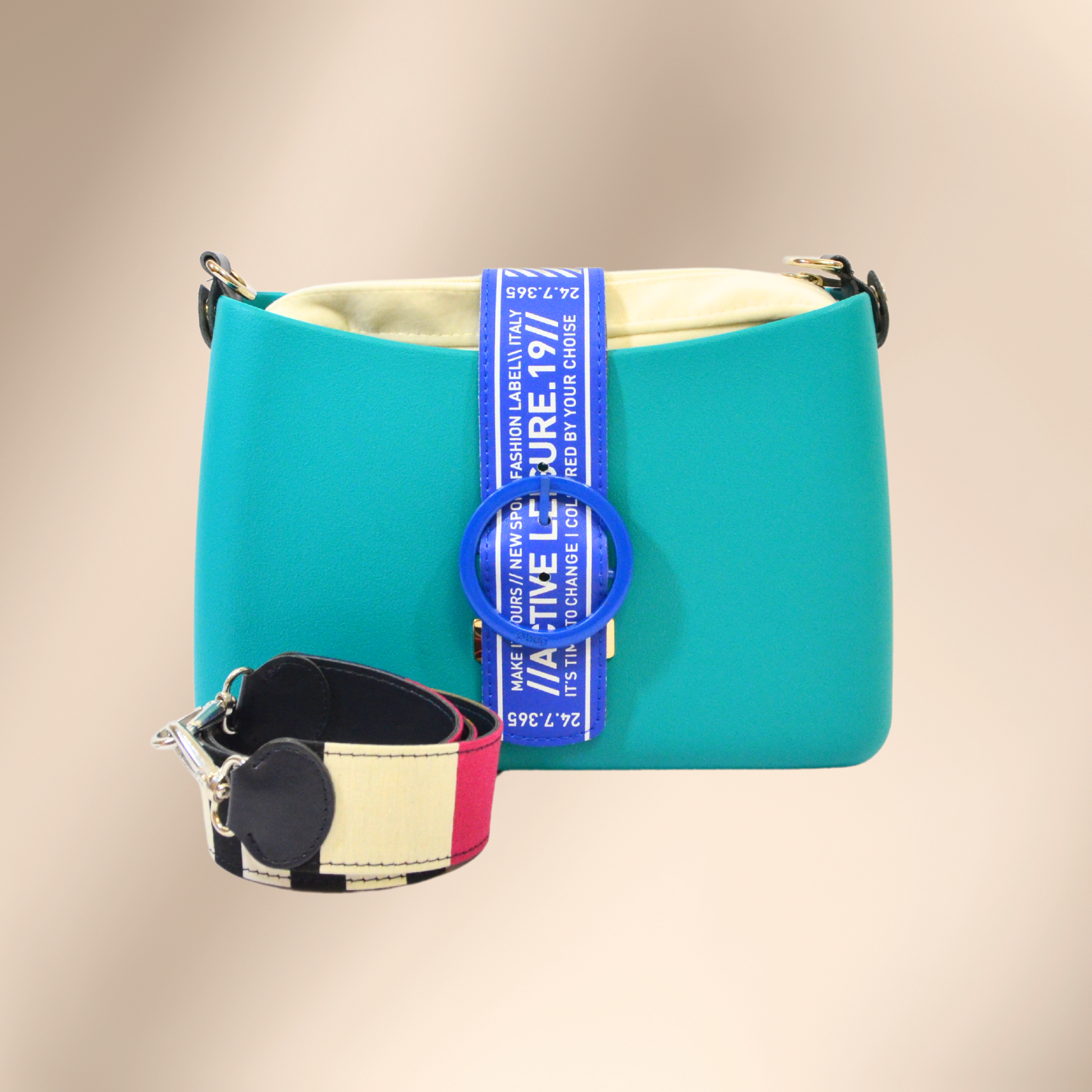 Geantă damă, de umăr, O Bag Glam Turquoise - Zaha Boutique