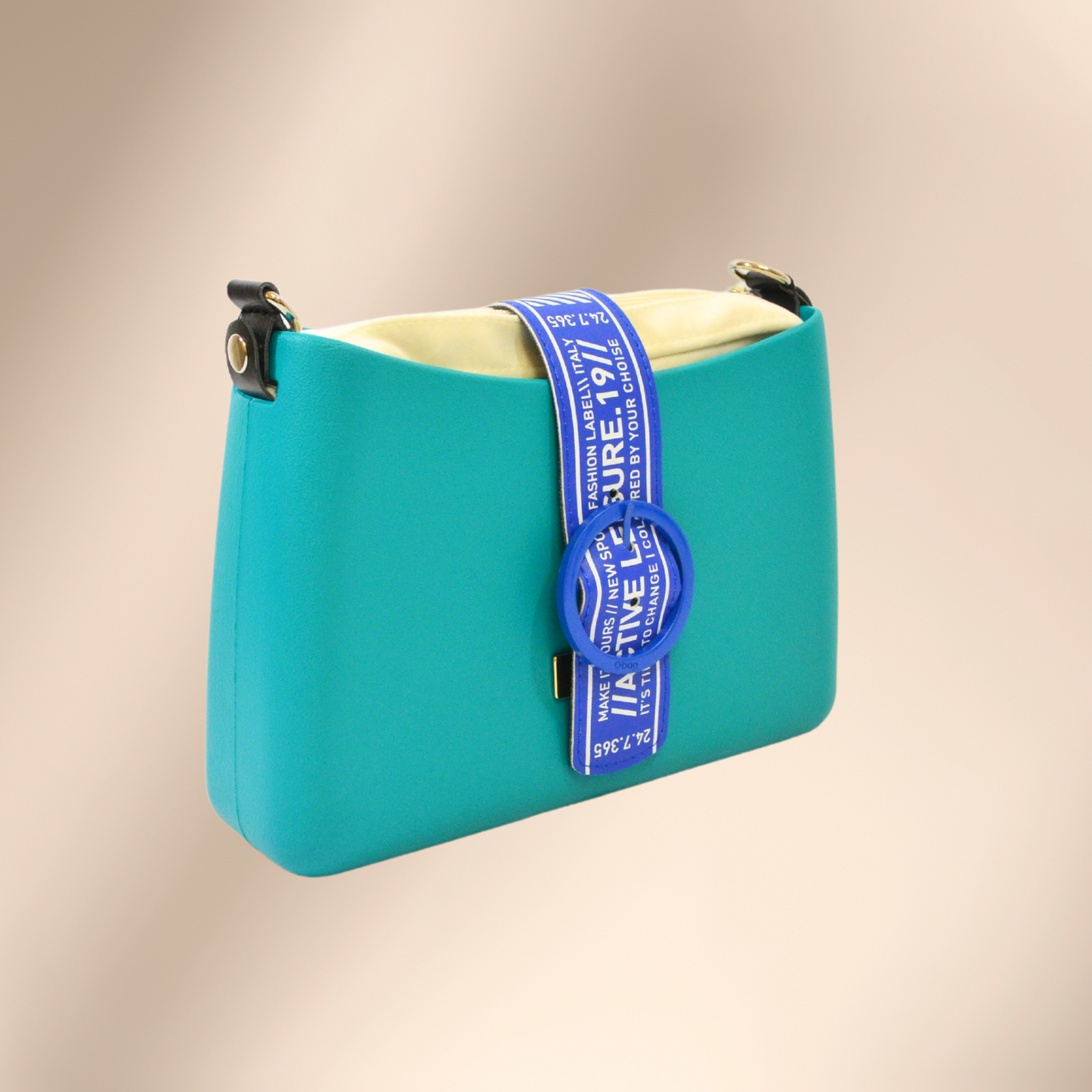 Geantă damă, de umăr, O Bag Glam Turquoise - Zaha Boutique