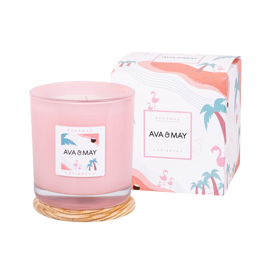 Lumânare parfumată AVA & MAY Bahamas, Caribbean 500g – Arome exotice de cocos, vanilie și flori tropicale