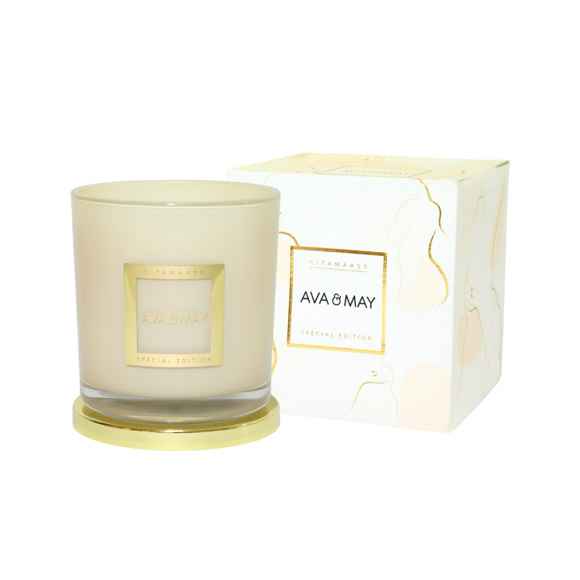 Lumânare parfumată AVA & MAY Citaamass, Special Edition 500g – Arome sofisticate de citrice, ambră și lemn de santal