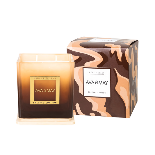 Lumânare parfumată AVA & MAY Cocoa Clash, Special Edition 500g – Arome de cacao, vanilie și scorțișoară