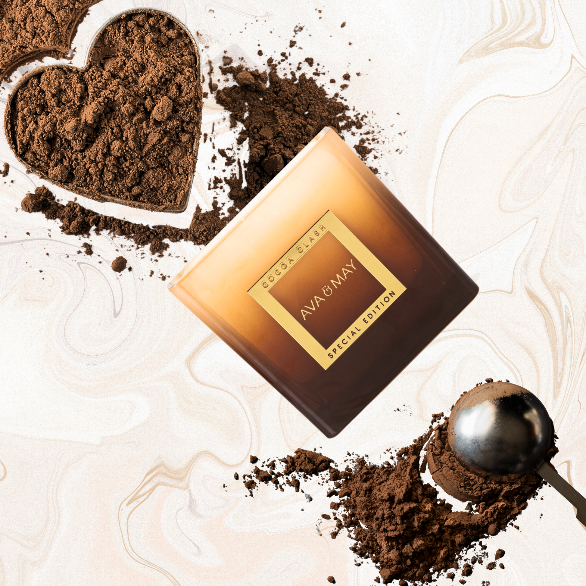 Lumânare parfumată AVA & MAY Cocoa Clash, Special Edition 500g – Arome de cacao, vanilie și scorțișoară